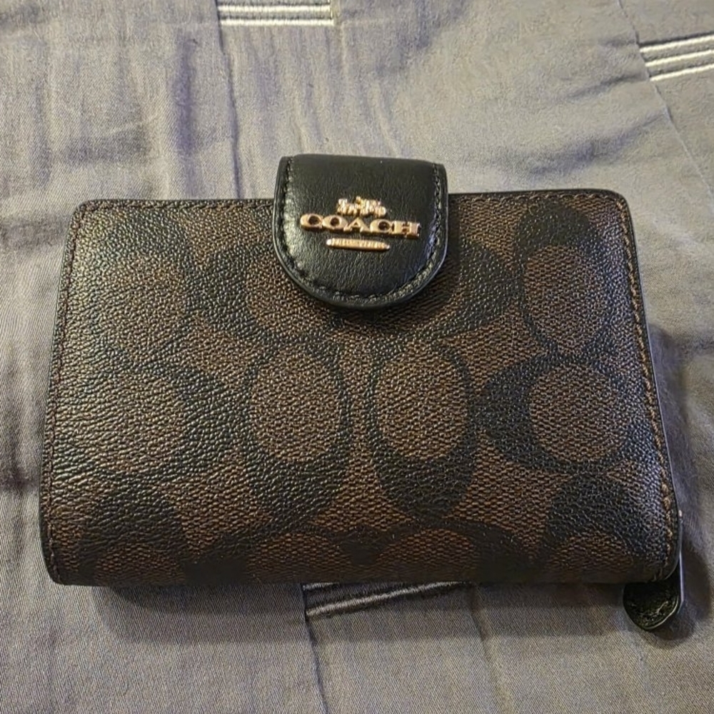 Coach Black and Brown Signature Wallet